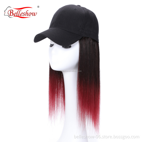 Hot sell human hair long straight hair hat wig bobo head baseball hat wig short straight wig head cover black baseball hair
